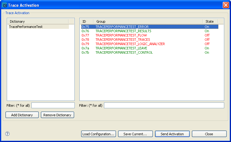 Trace Activation Dialog